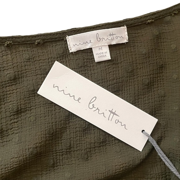 Nine Britton Dark Green Longsleeve Crop Top Blouse - Picture 6 of 7